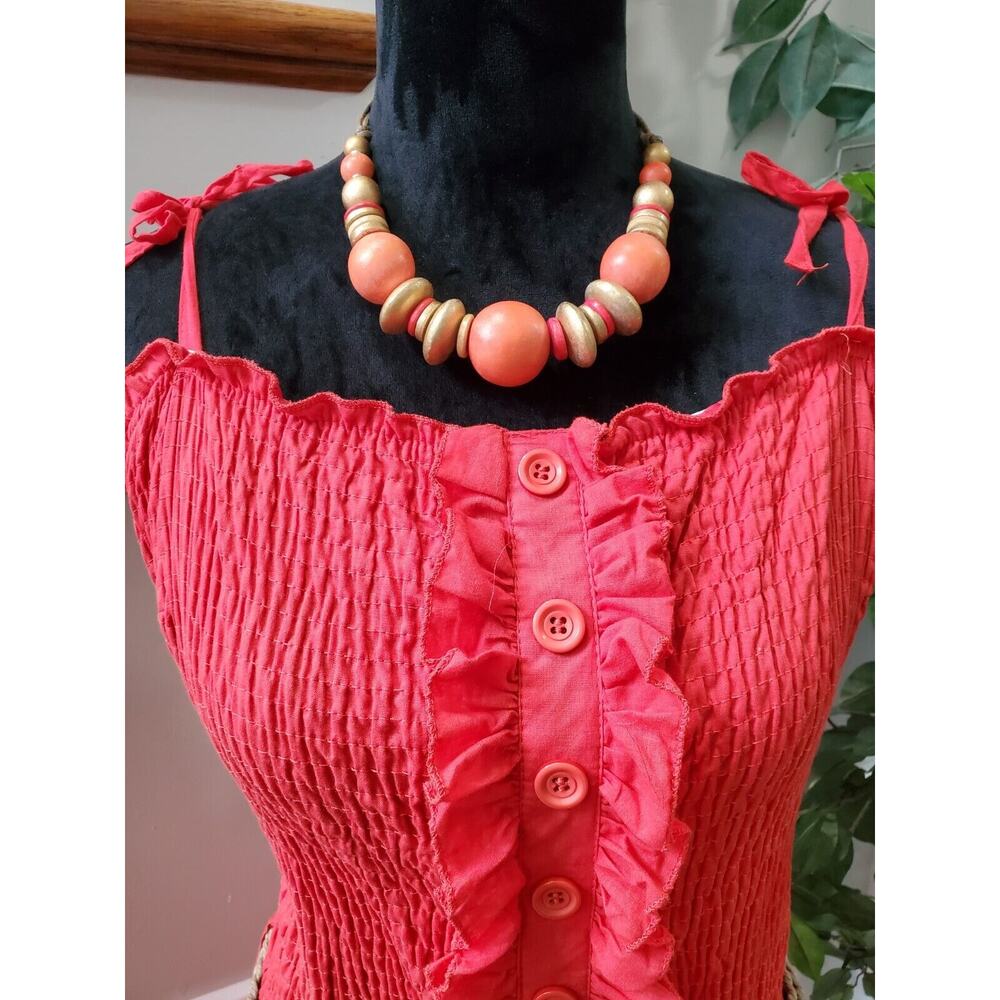 Chesley Women's Red 100% Cotton Sleeveless Casual Knee Length Dress Size L - Picture 5 of 12